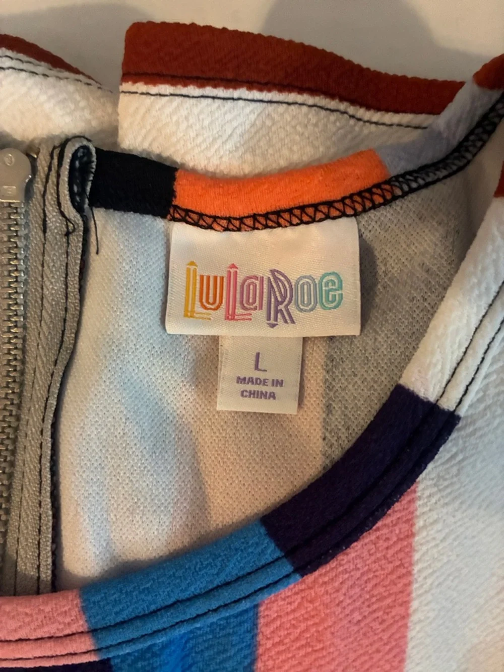 LuLaRoe Striped Midi Dress in Pink, Blue, Red, Black - Picture 6 of 6